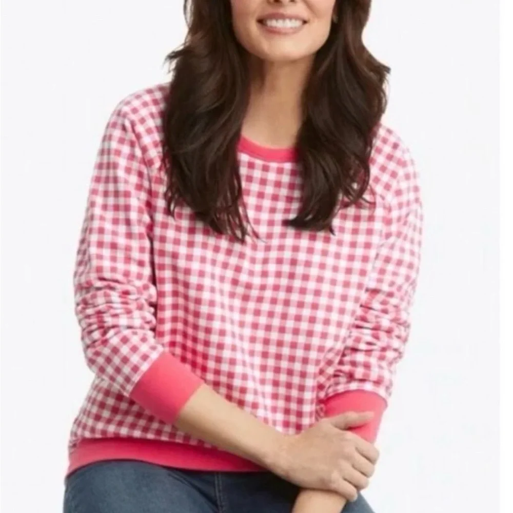 Draper James Gingham sweatshirt top XS seen on Reese Witherspoon - Picture 1 of 5